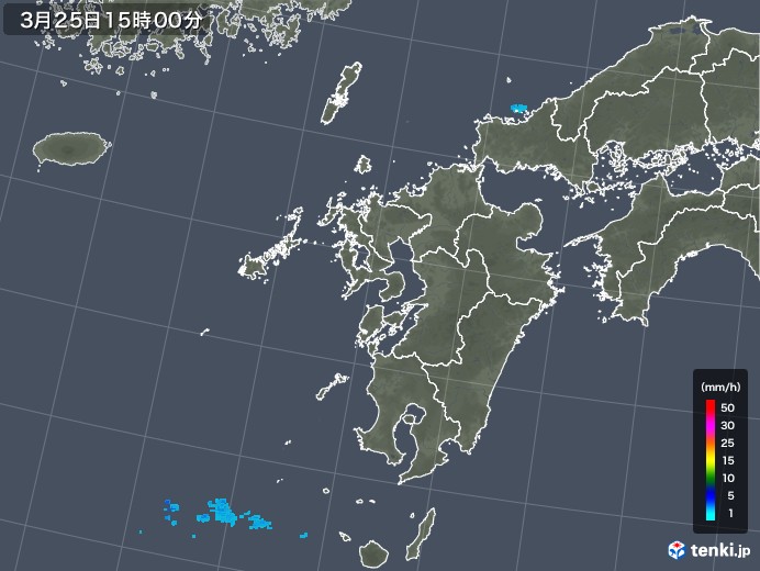 九州地方の雨雲レーダー(2018年03月25日)