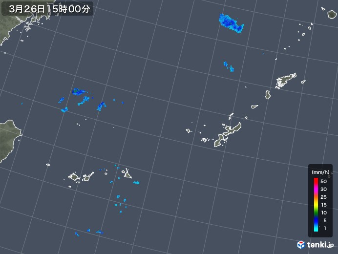 沖縄地方の雨雲レーダー(2018年03月26日)