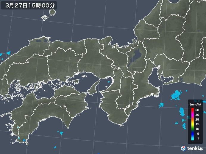 近畿地方の雨雲レーダー(2018年03月27日)