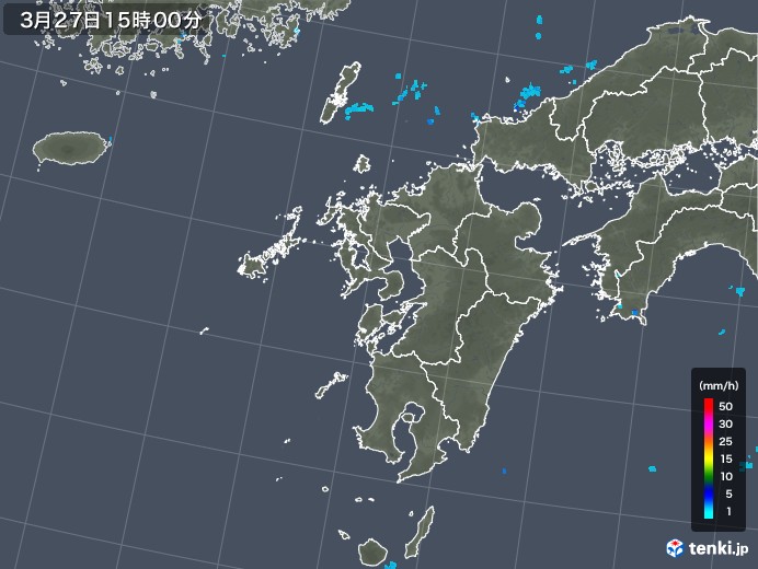 九州地方の雨雲レーダー(2018年03月27日)