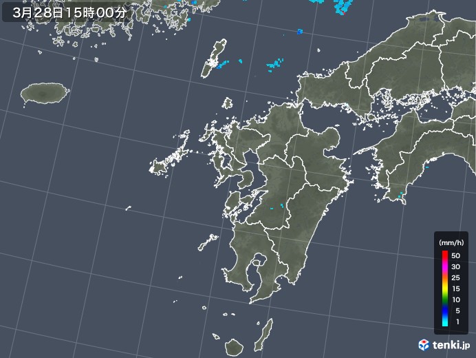 九州地方の雨雲レーダー(2018年03月28日)