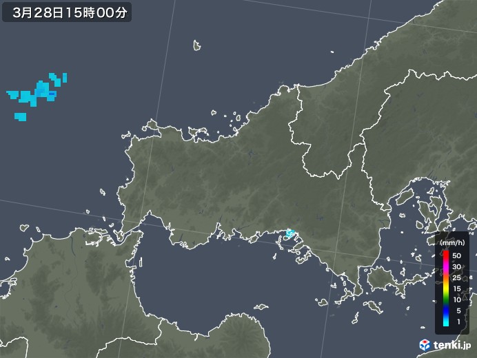 山口県の雨雲レーダー(2018年03月28日)