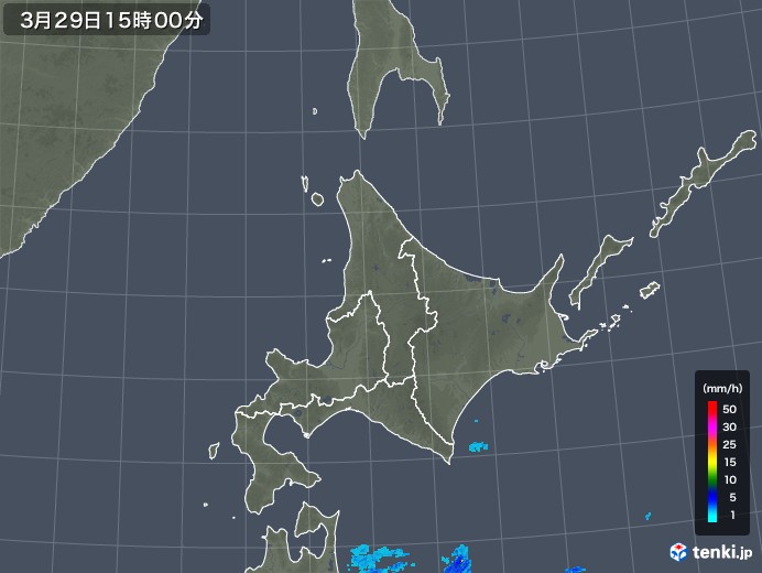 北海道地方の雨雲レーダー(2018年03月29日)