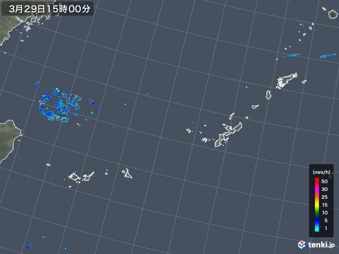 沖縄地方の雨雲レーダー(2018年03月29日)
