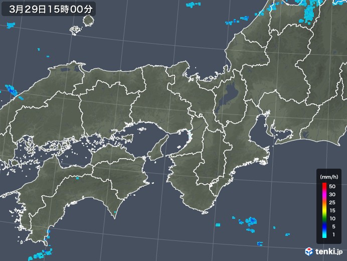 近畿地方の雨雲レーダー(2018年03月29日)