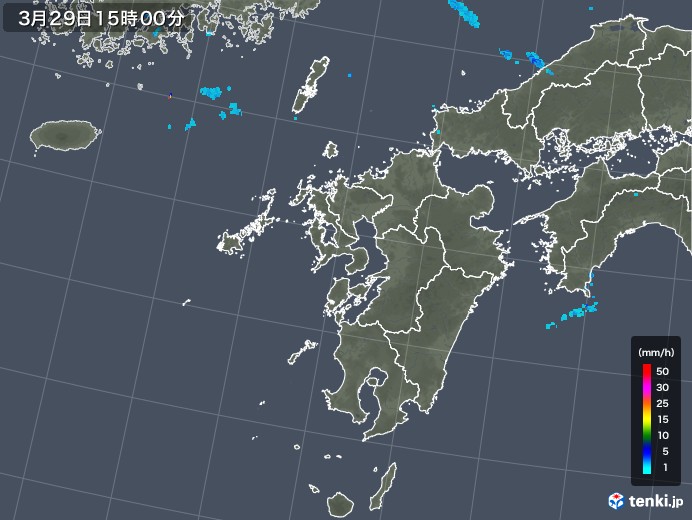 九州地方の雨雲レーダー(2018年03月29日)