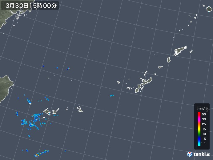 沖縄地方の雨雲レーダー(2018年03月30日)