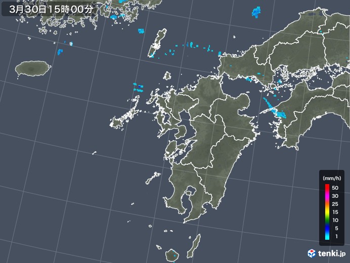 九州地方の雨雲レーダー(2018年03月30日)