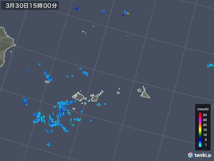 宮古・石垣・与那国(沖縄県)の雨雲レーダー(2018年03月30日)