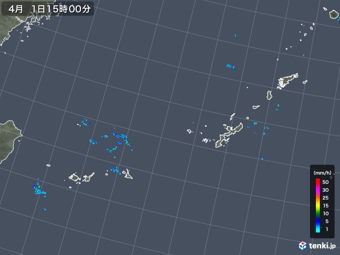 沖縄地方の雨雲レーダー(2018年04月01日)