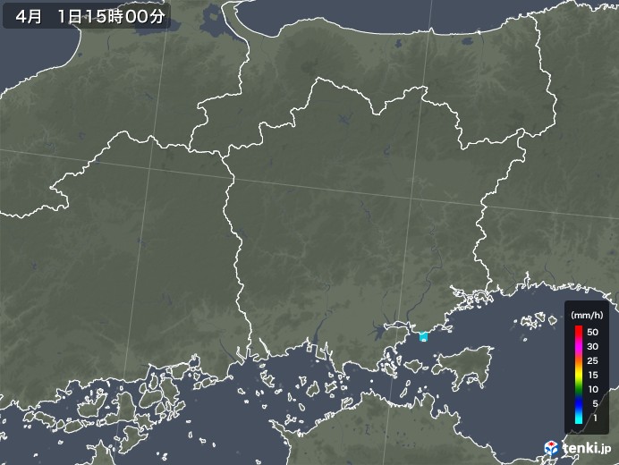 岡山県の雨雲レーダー(2018年04月01日)