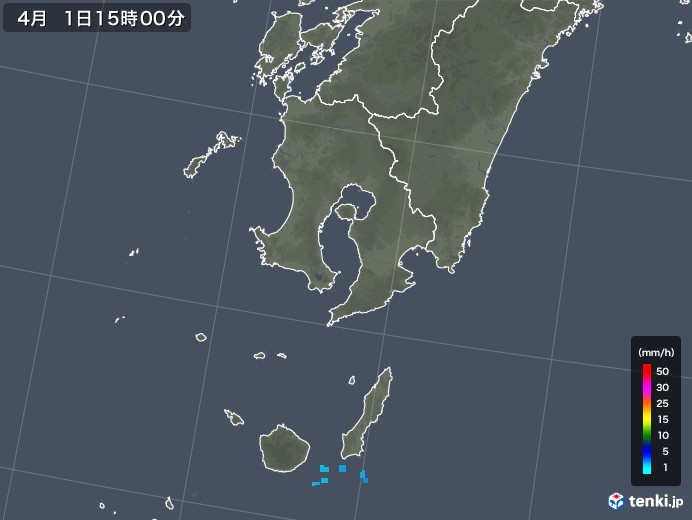 鹿児島県の雨雲レーダー(2018年04月01日)