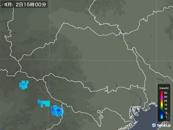 埼玉県の雨雲レーダー(2018年04月02日)