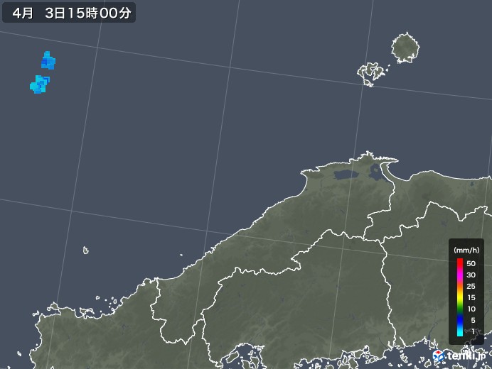 島根県の雨雲レーダー(2018年04月03日)