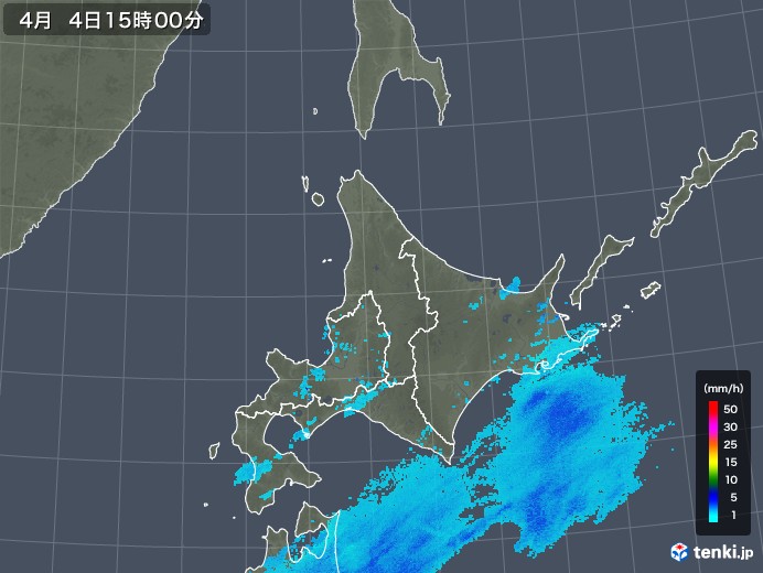北海道地方の雨雲レーダー(2018年04月04日)