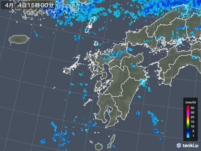 九州地方の雨雲レーダー(2018年04月04日)