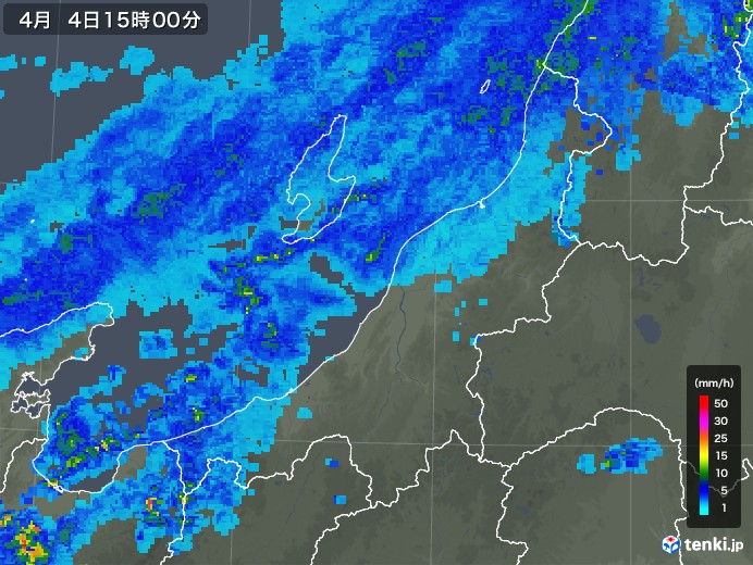 新潟県の雨雲レーダー(2018年04月04日)