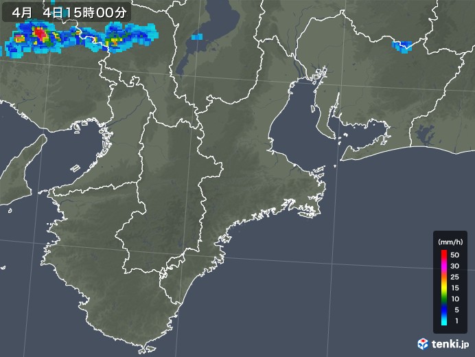 三重県の雨雲レーダー(2018年04月04日)