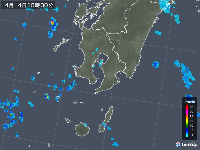 鹿児島県の雨雲レーダー(2018年04月04日)