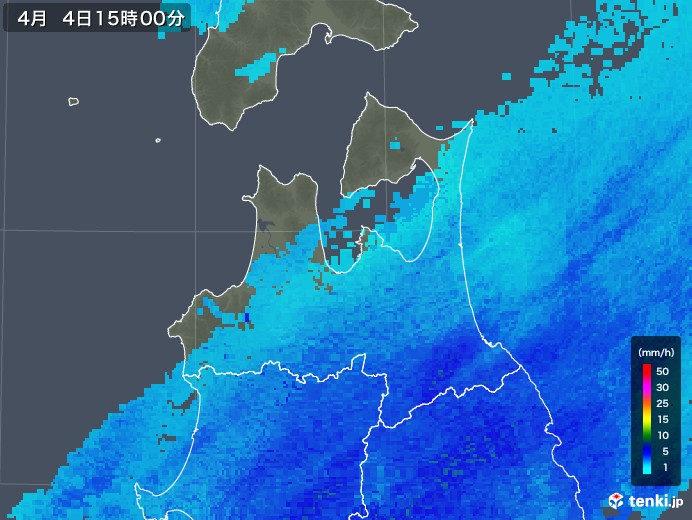 青森県の雨雲レーダー(2018年04月04日)