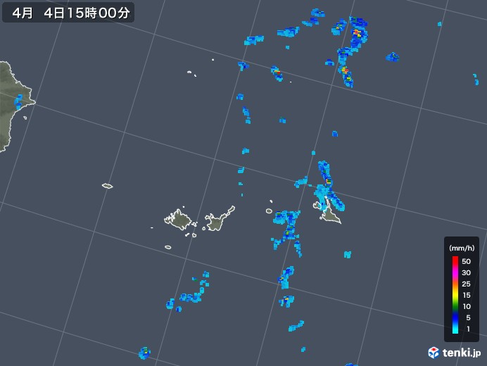 宮古・石垣・与那国(沖縄県)の雨雲レーダー(2018年04月04日)