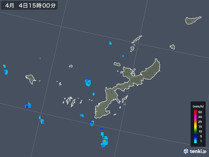 沖縄県の雨雲レーダー(2018年04月04日)