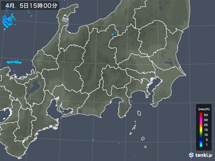 関東・甲信地方の雨雲レーダー(2018年04月05日)