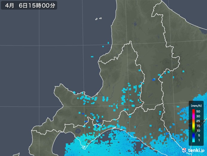 道央の雨雲レーダー(2018年04月06日)