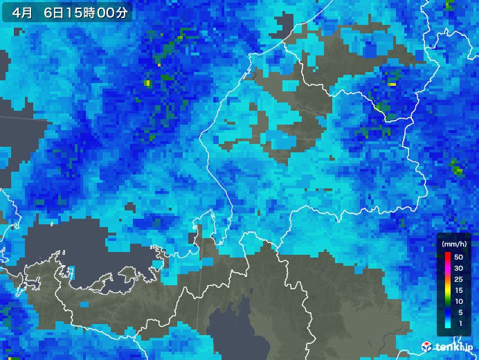 福井県の雨雲レーダー(2018年04月06日)