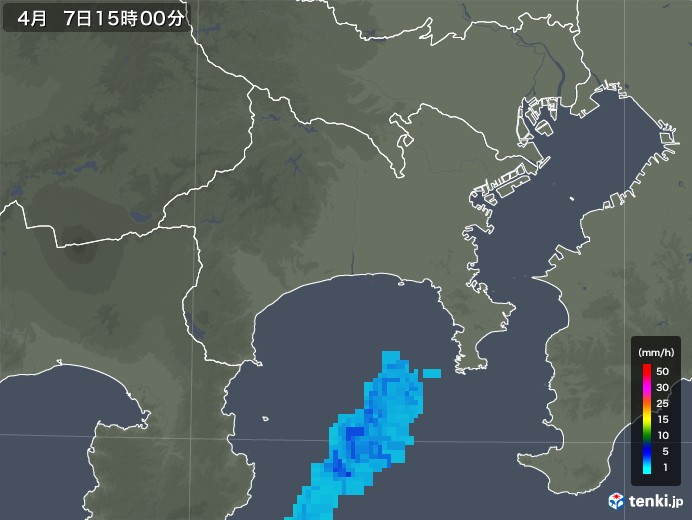 神奈川県の雨雲レーダー(2018年04月07日)