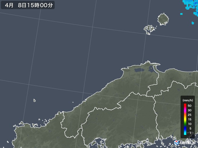 島根県の雨雲レーダー(2018年04月08日)