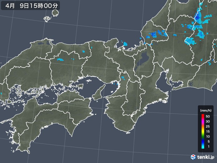 近畿地方の雨雲レーダー(2018年04月09日)