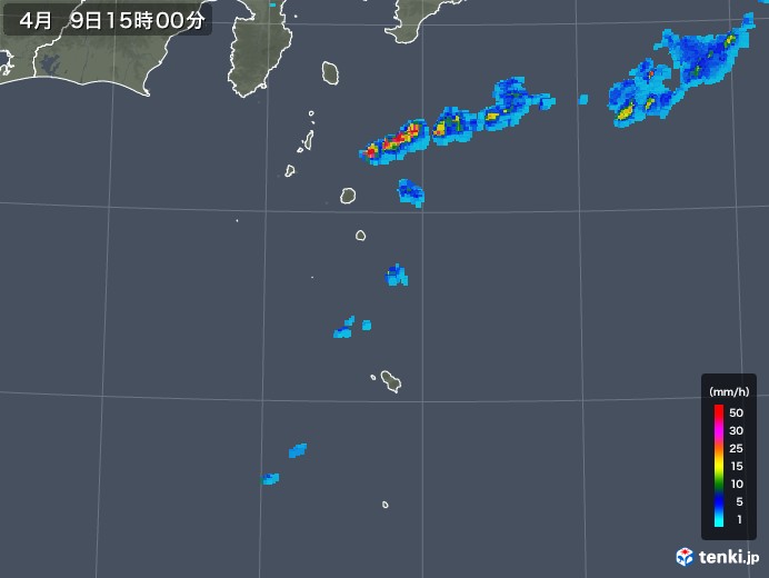 伊豆諸島(東京都)の雨雲レーダー(2018年04月09日)