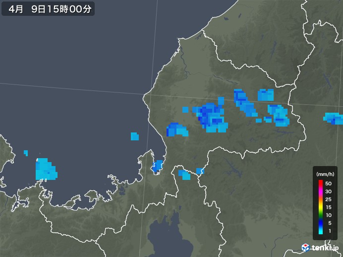 福井県の雨雲レーダー(2018年04月09日)