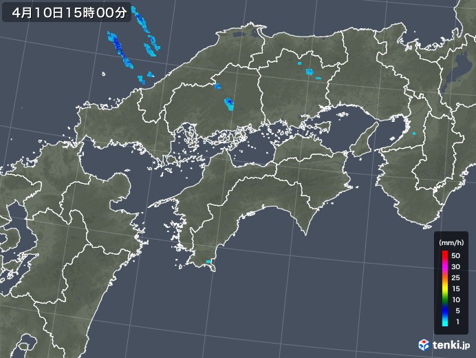 四国地方の雨雲レーダー(2018年04月10日)