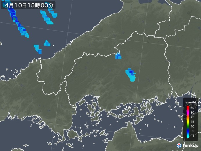 広島県の雨雲レーダー(2018年04月10日)