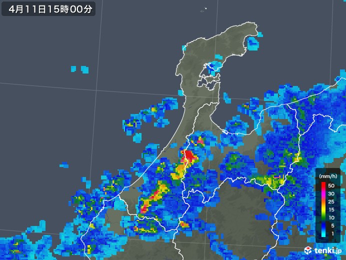 石川県の雨雲レーダー(2018年04月11日)