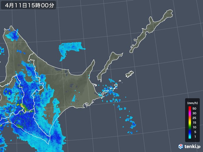 道東の雨雲レーダー(2018年04月11日)