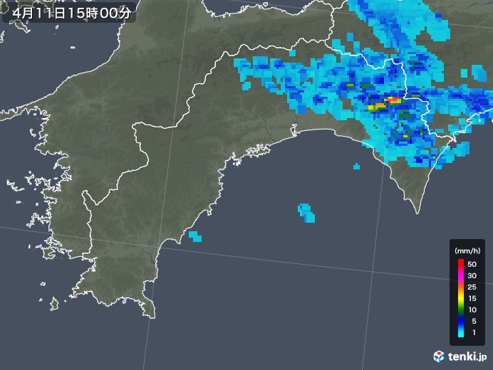 高知県の雨雲レーダー(2018年04月11日)
