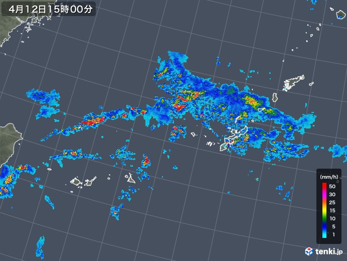 沖縄地方の雨雲レーダー(2018年04月12日)