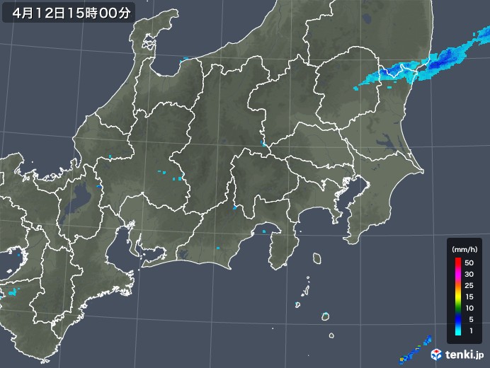 関東・甲信地方の雨雲レーダー(2018年04月12日)