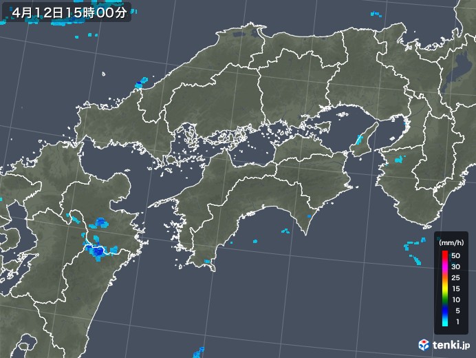 四国地方の雨雲レーダー(2018年04月12日)