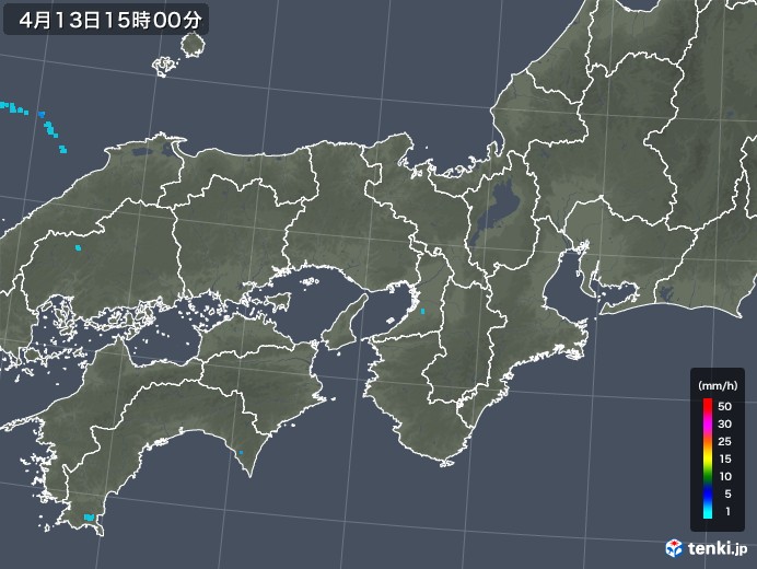 近畿地方の雨雲レーダー(2018年04月13日)