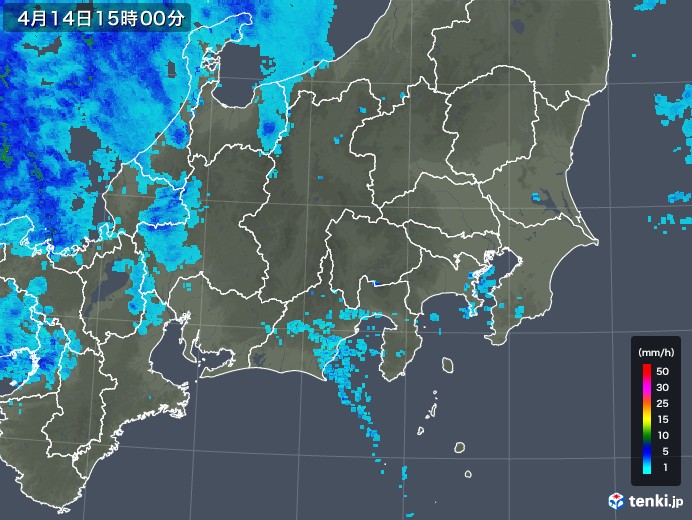 関東・甲信地方の雨雲レーダー(2018年04月14日)