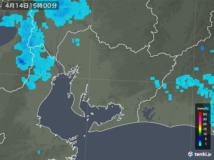 愛知県の雨雲レーダー(2018年04月14日)