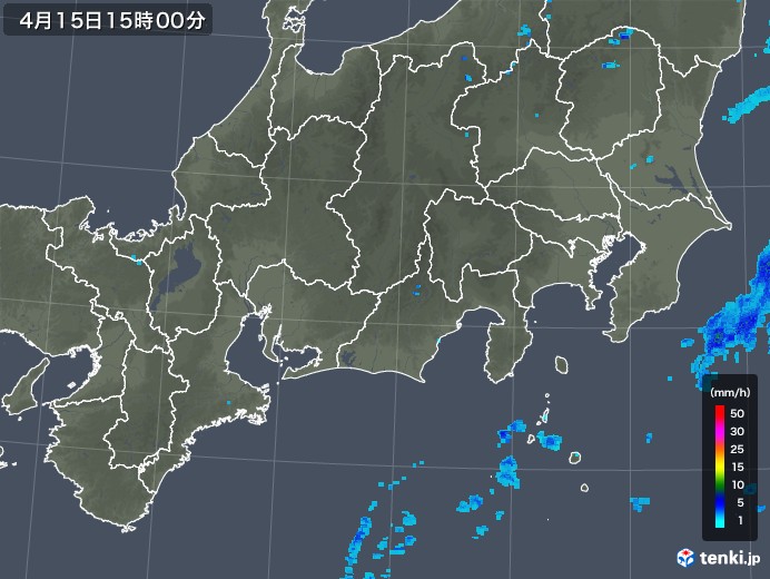 東海地方の雨雲レーダー(2018年04月15日)