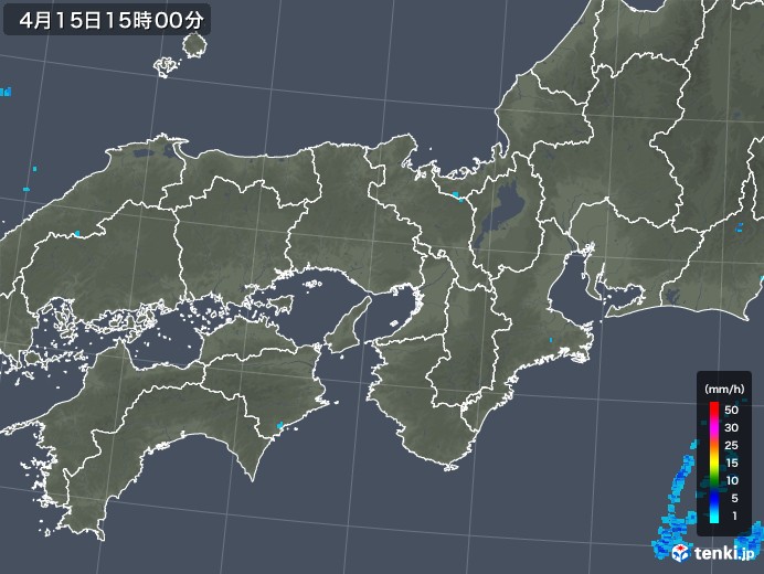 近畿地方の雨雲レーダー(2018年04月15日)