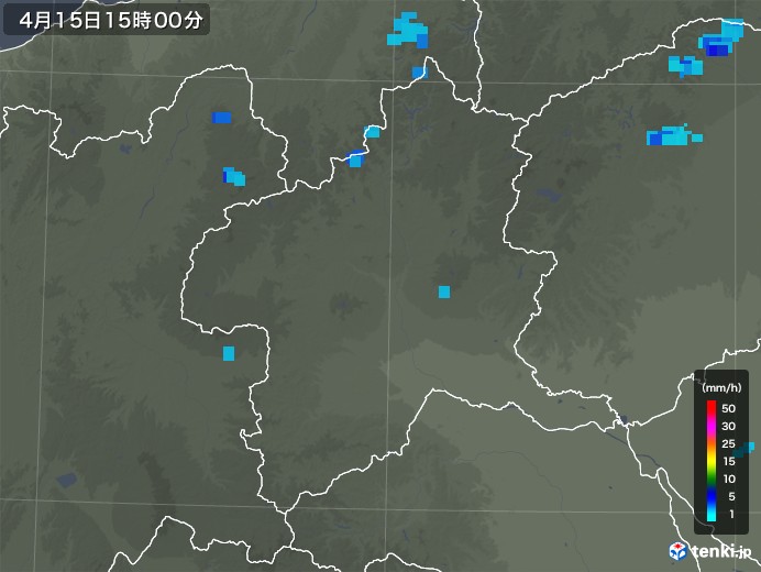 群馬県の雨雲レーダー(2018年04月15日)