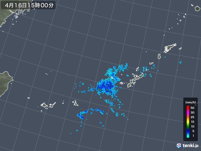 沖縄地方の雨雲レーダー(2018年04月16日)