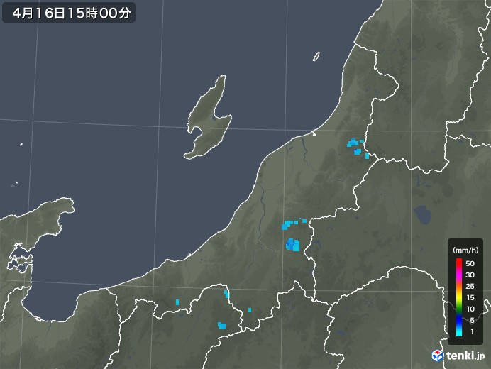 新潟県の雨雲レーダー(2018年04月16日)